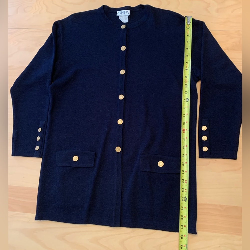 Classic Navy Cardigan with Gold Accents